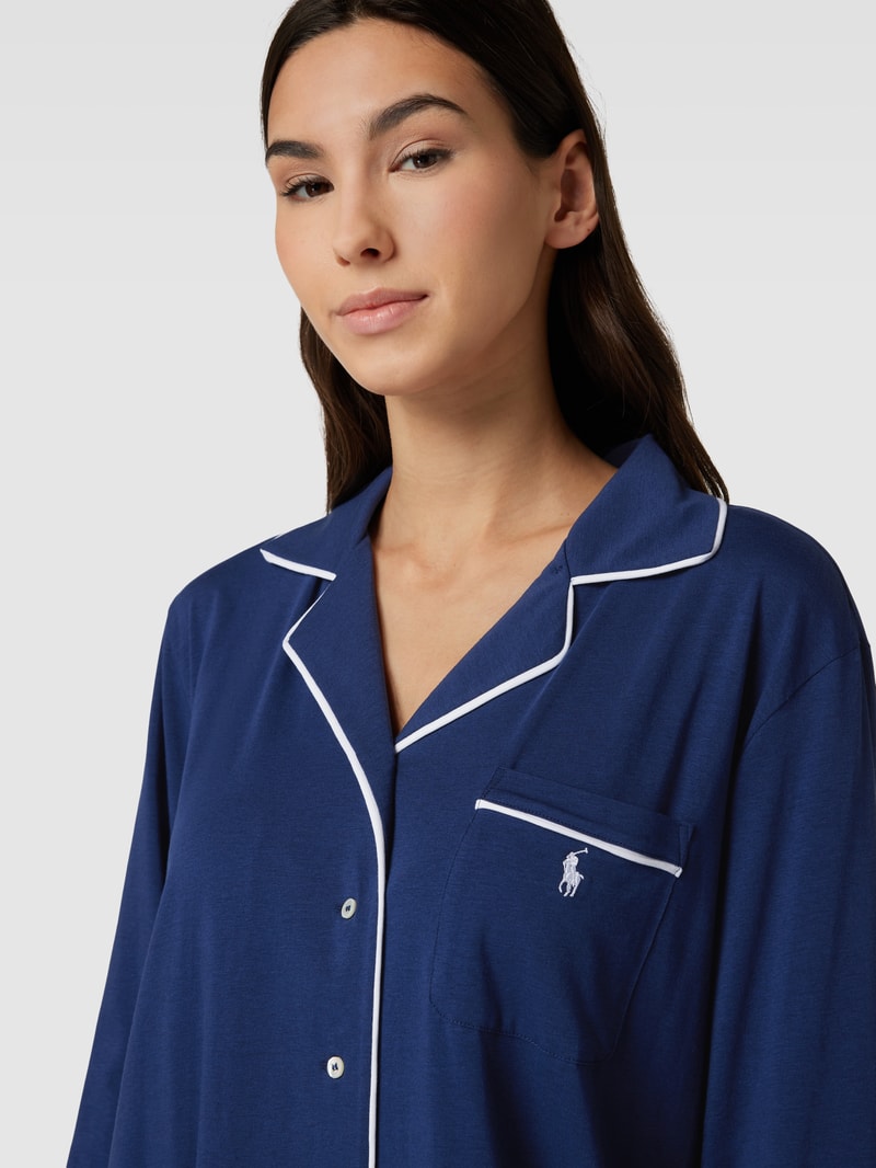 Schlafshirt mit Brusttasche in marineblau