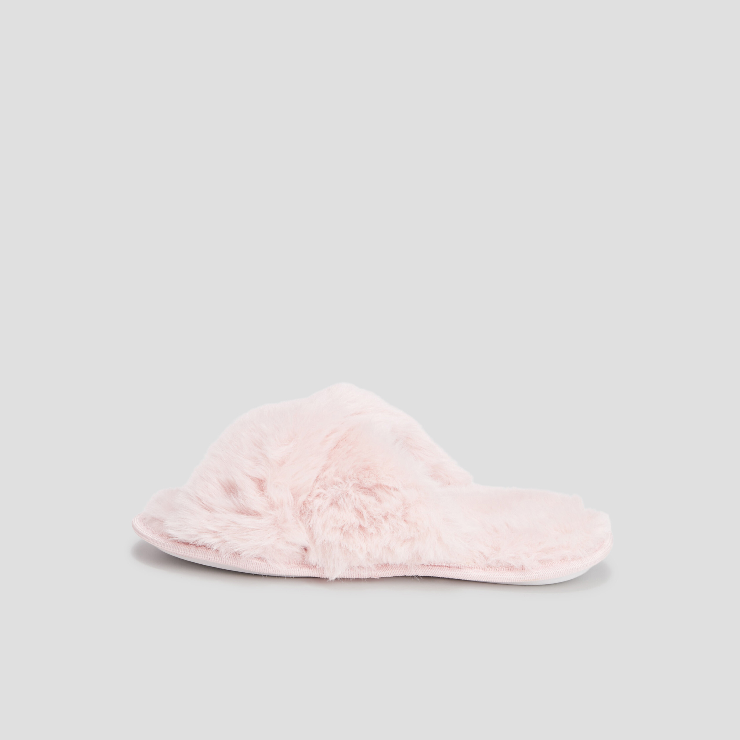 Chaussons mules fausse fourrure rose femme | La Halle