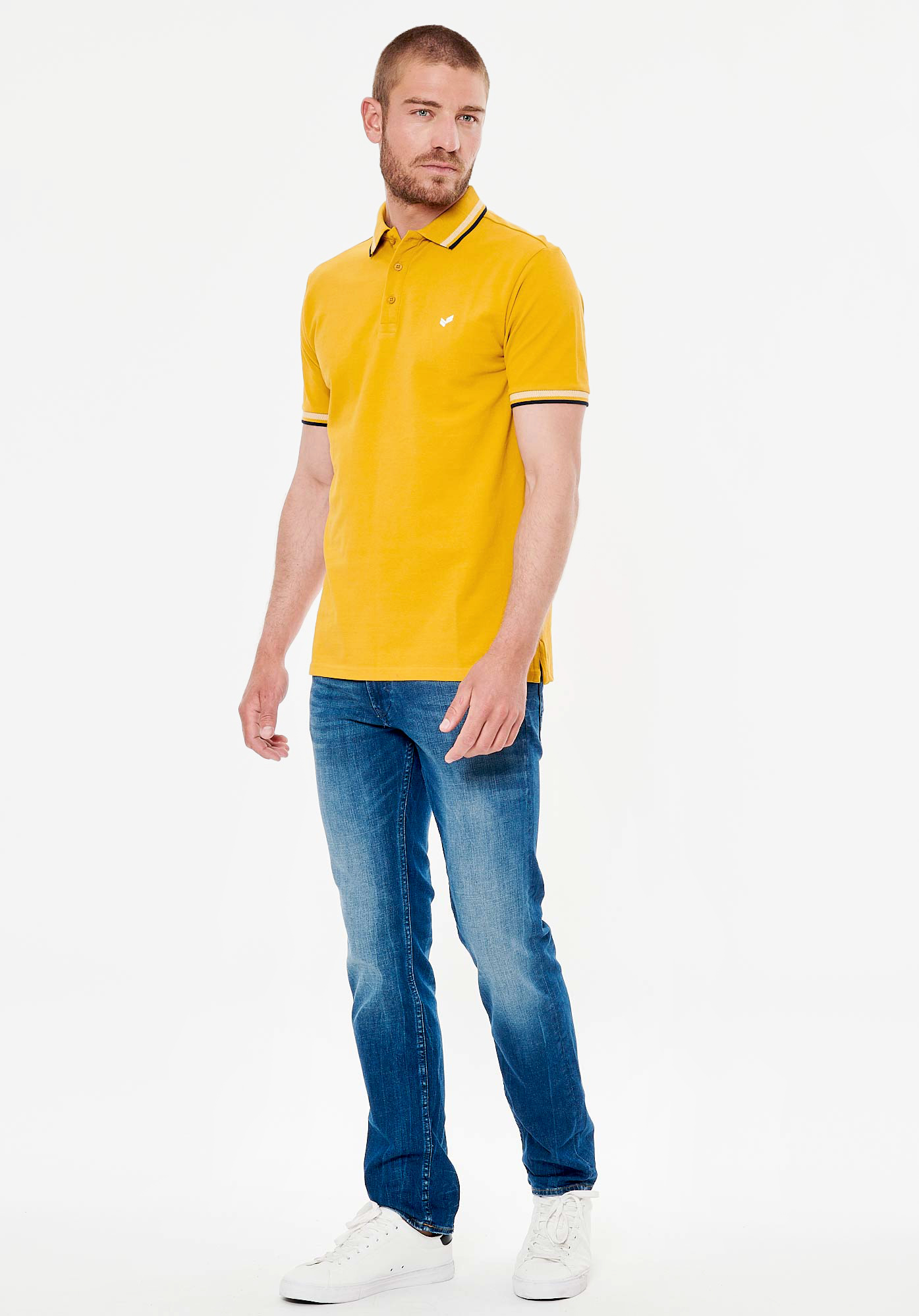 RAYOC  Polo moutarde homme 100% coton bio