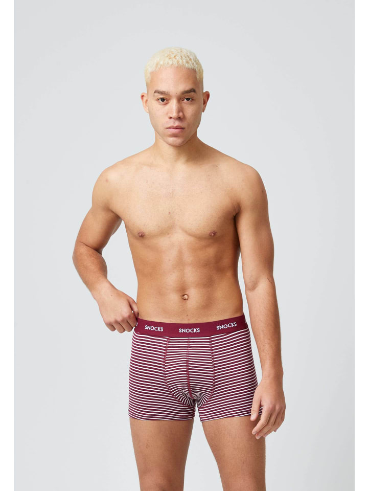 SNOCKS Boxershorts aus Bio-Baumwolle 6 Stück in Rote Streifen günstig kaufen