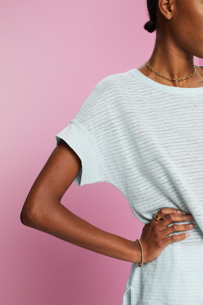 Leinen-T-Shirt mit Glitzerstreifen
