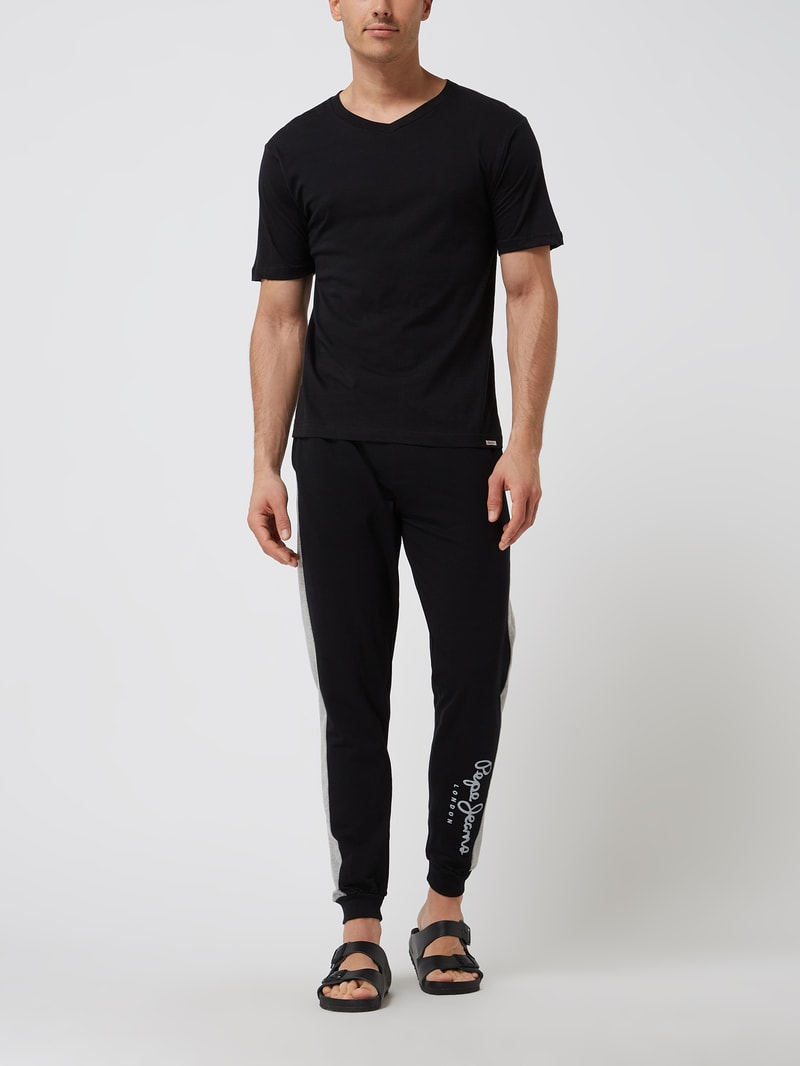 T-Shirt aus Baumwolle im 2er-Pack Modell 'Aiden' in schwarz