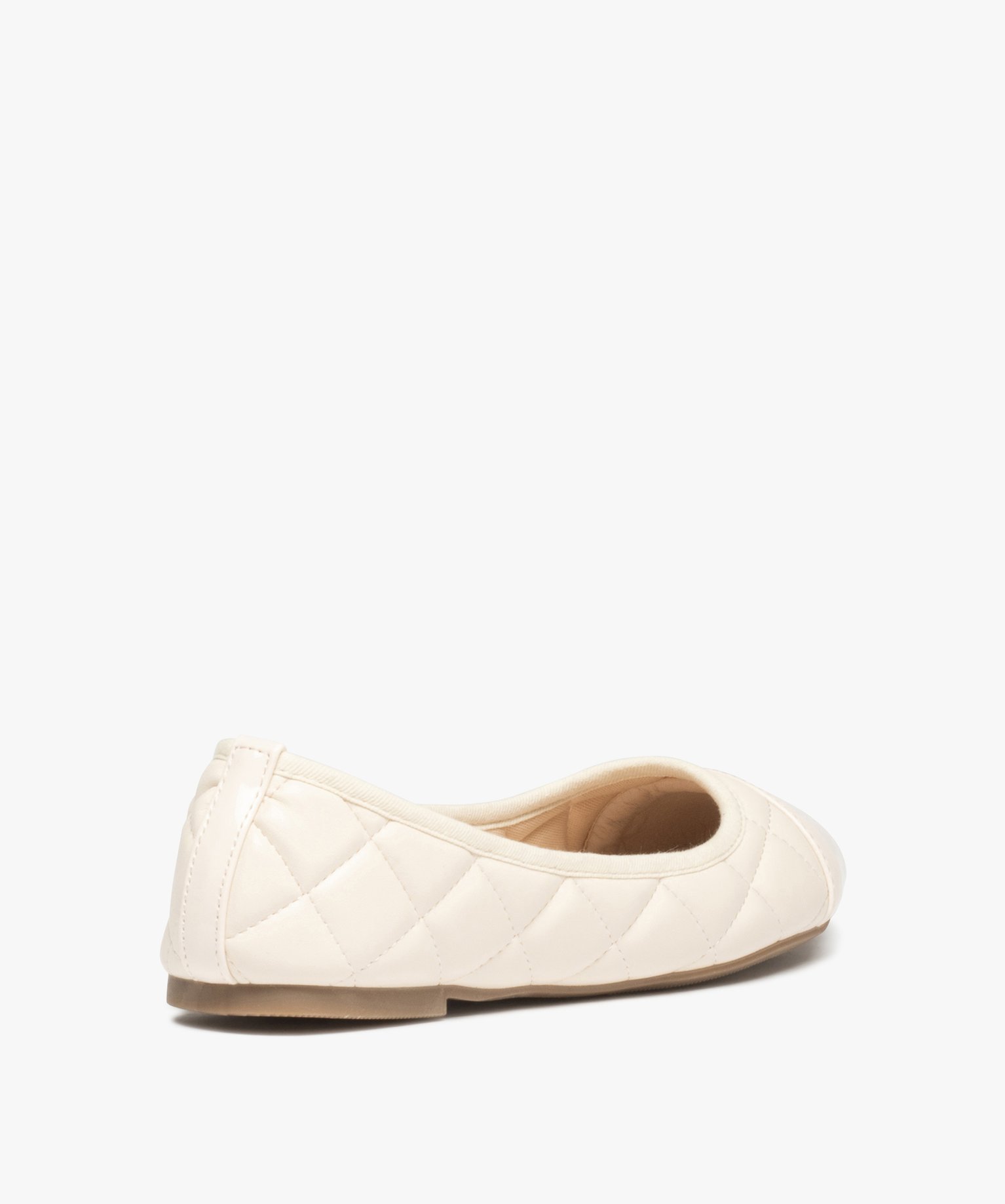Ballerines femme avec effet matelassé et bout verni beige | GEMO