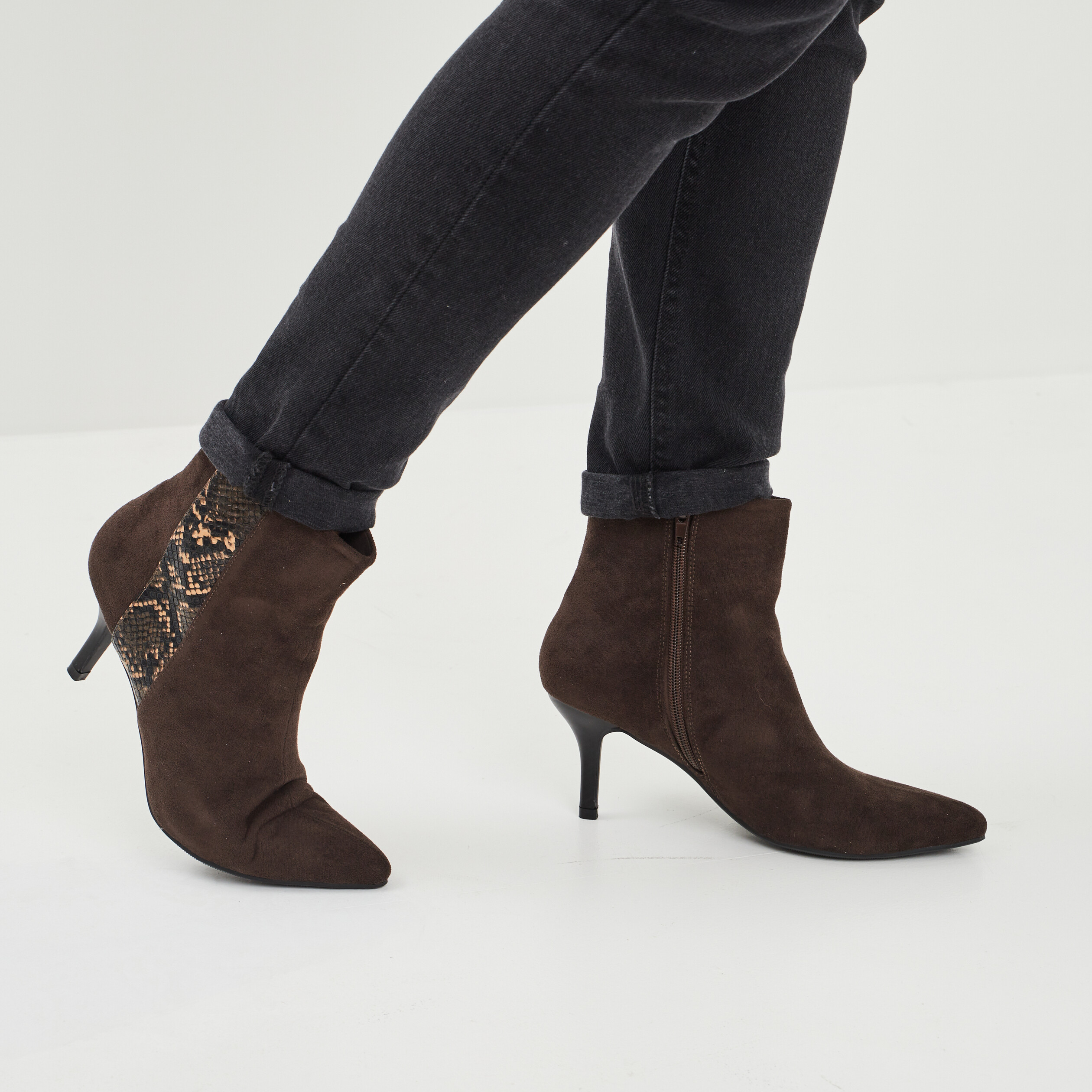 Bottines pointues à talons marron femme | La Halle