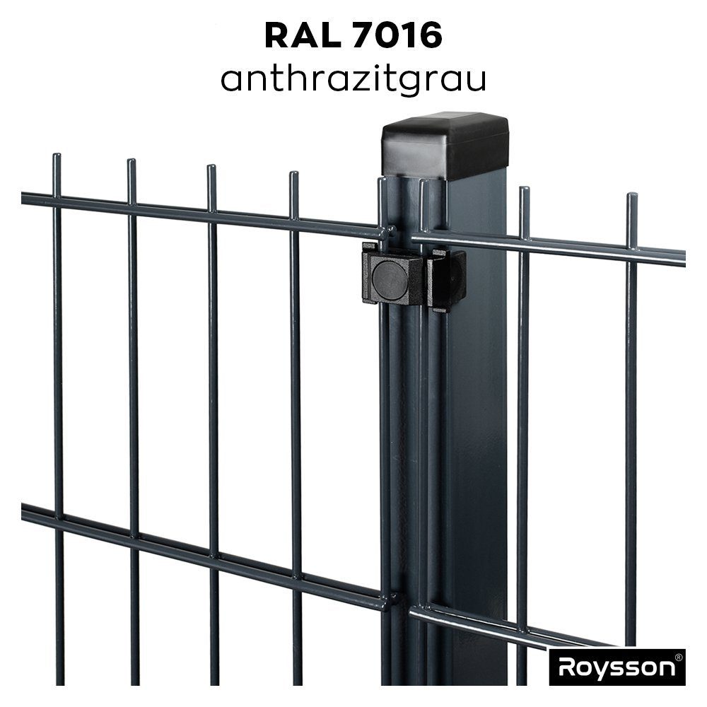 Roysson Doppelstabmattenzaun Doppelstabmattenzaun Komplettset Stabmattenzaun + Fußplatte (1630mm)