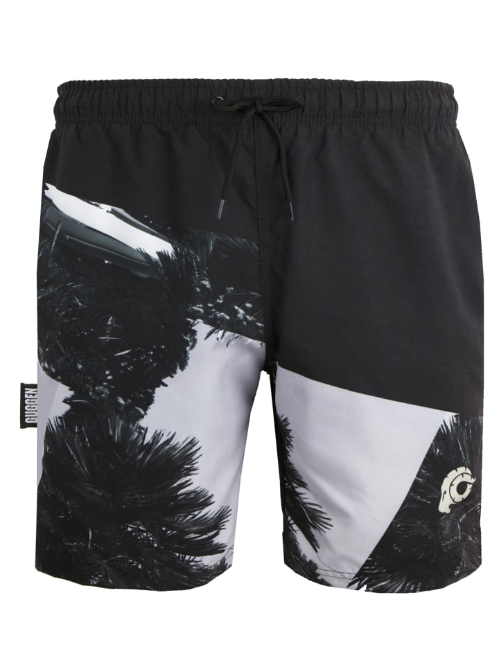 GUGGEN MOUNTAIN Badehose Palmen in Schwarz-Weiß günstig kaufen