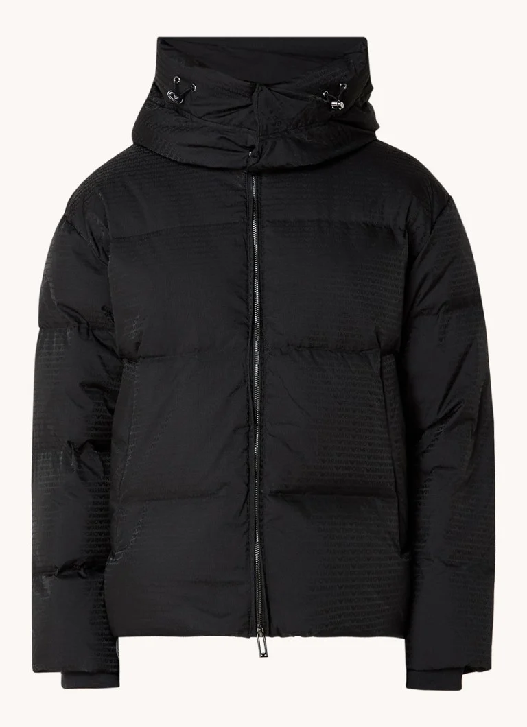 Jachetă matlasată din puf de gâscă Emporio Armani cu logo imprimat.