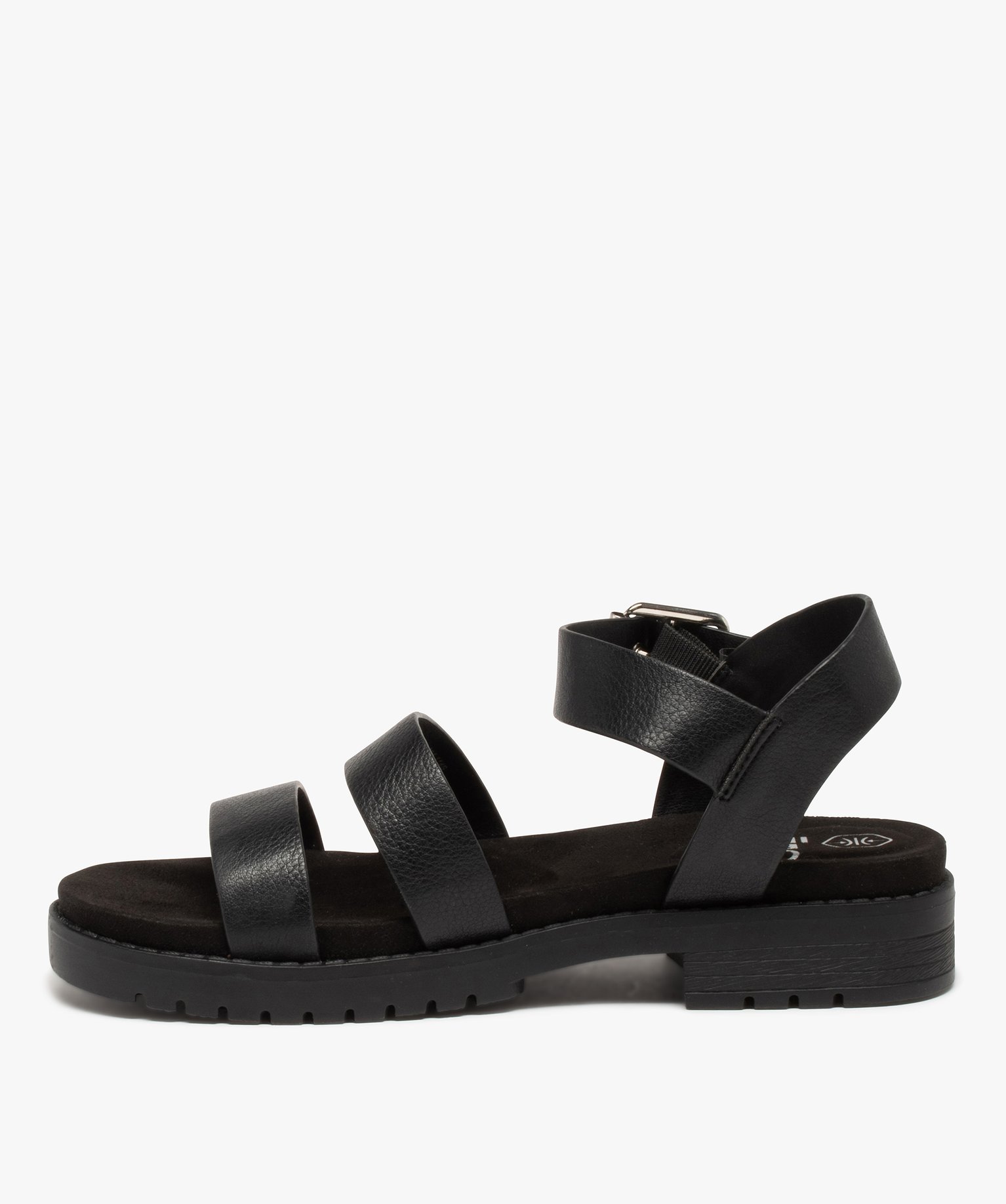 Sandales femme unies à semelle crantée style rock noir | GEMO