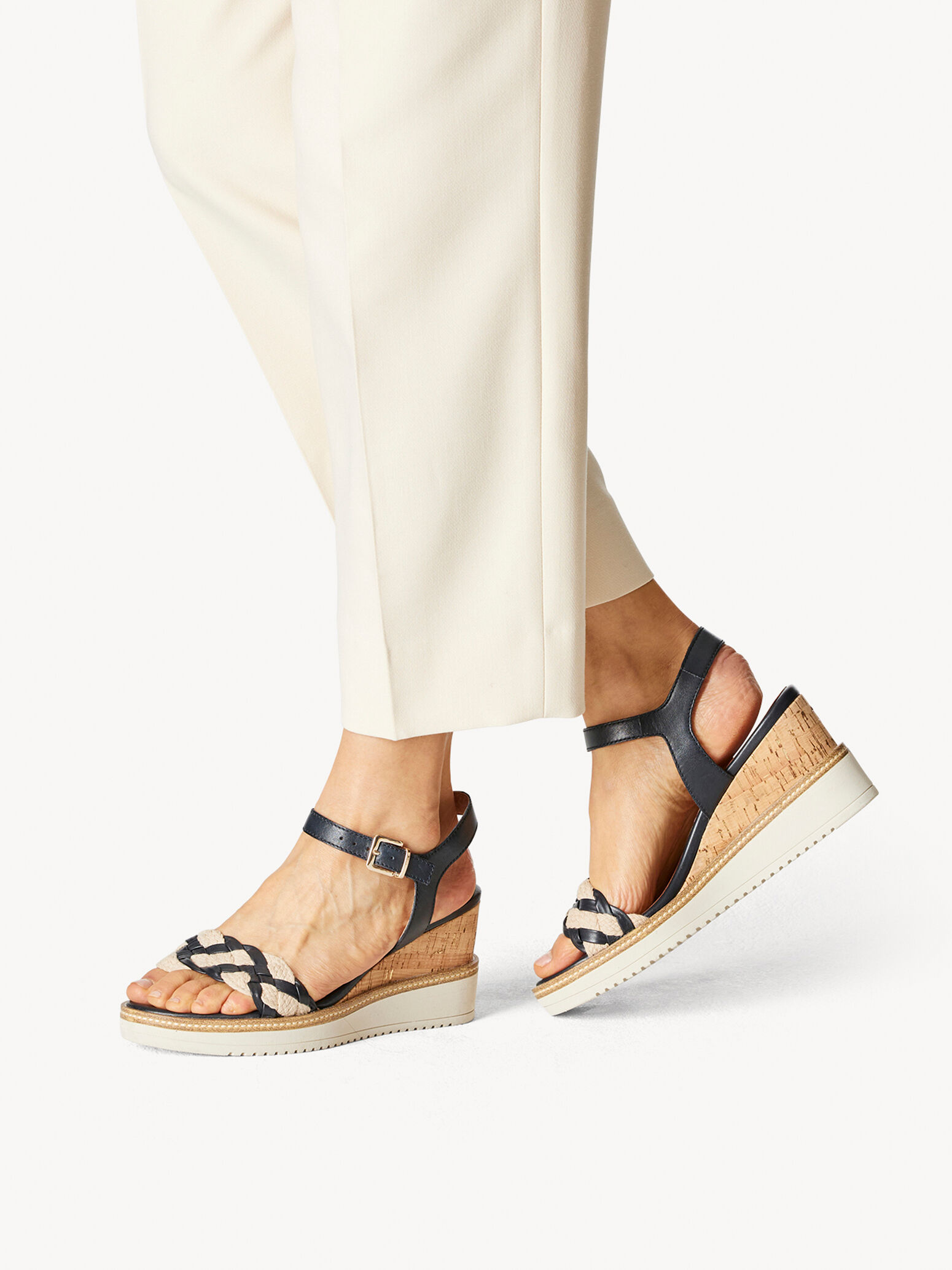 Sandale à talon en cuir - bleu