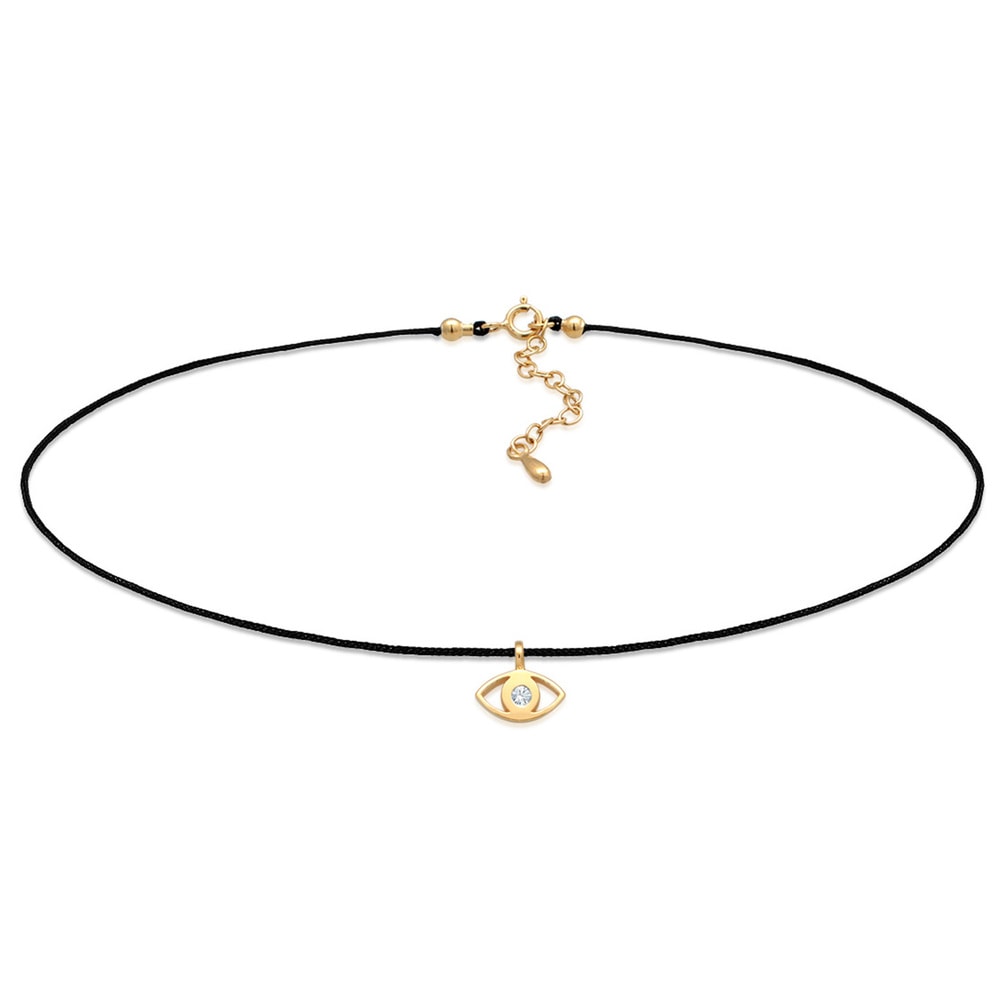 Elli Elli Collier Femmes Choker Evil Eye Pendentif avec cristal et textile en argent s collier