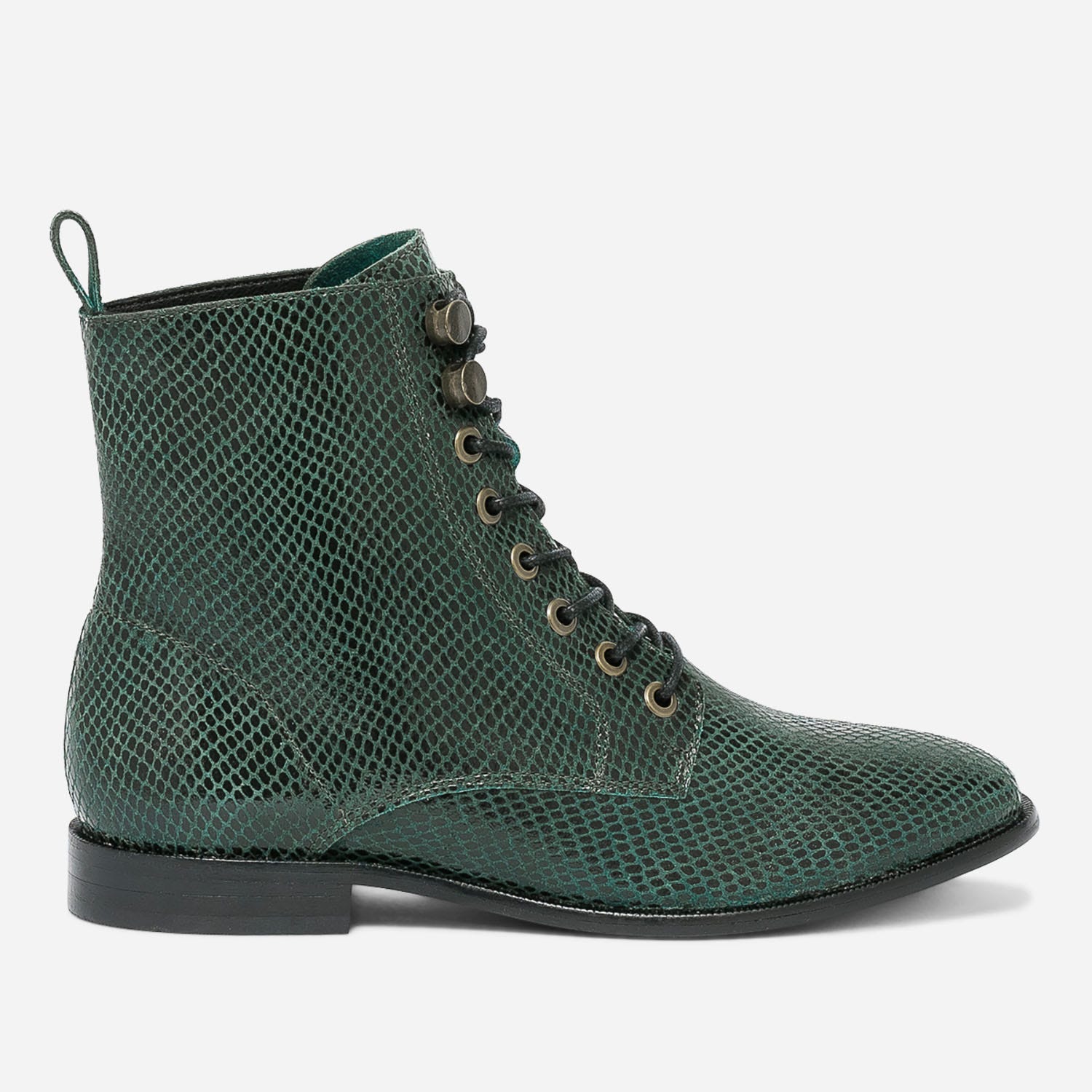 Bottine vert cuir effet python