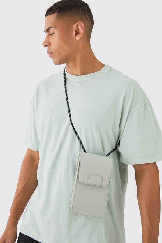 Hellgraue PU Man Handy-Tasche
