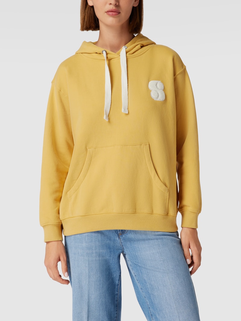 Hoodie mit Logo-Stitching in gelb