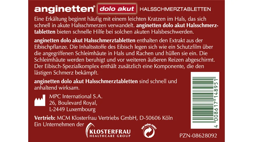 Anginetten Halsschmerz-Tabletten Dolo akut Kirsche