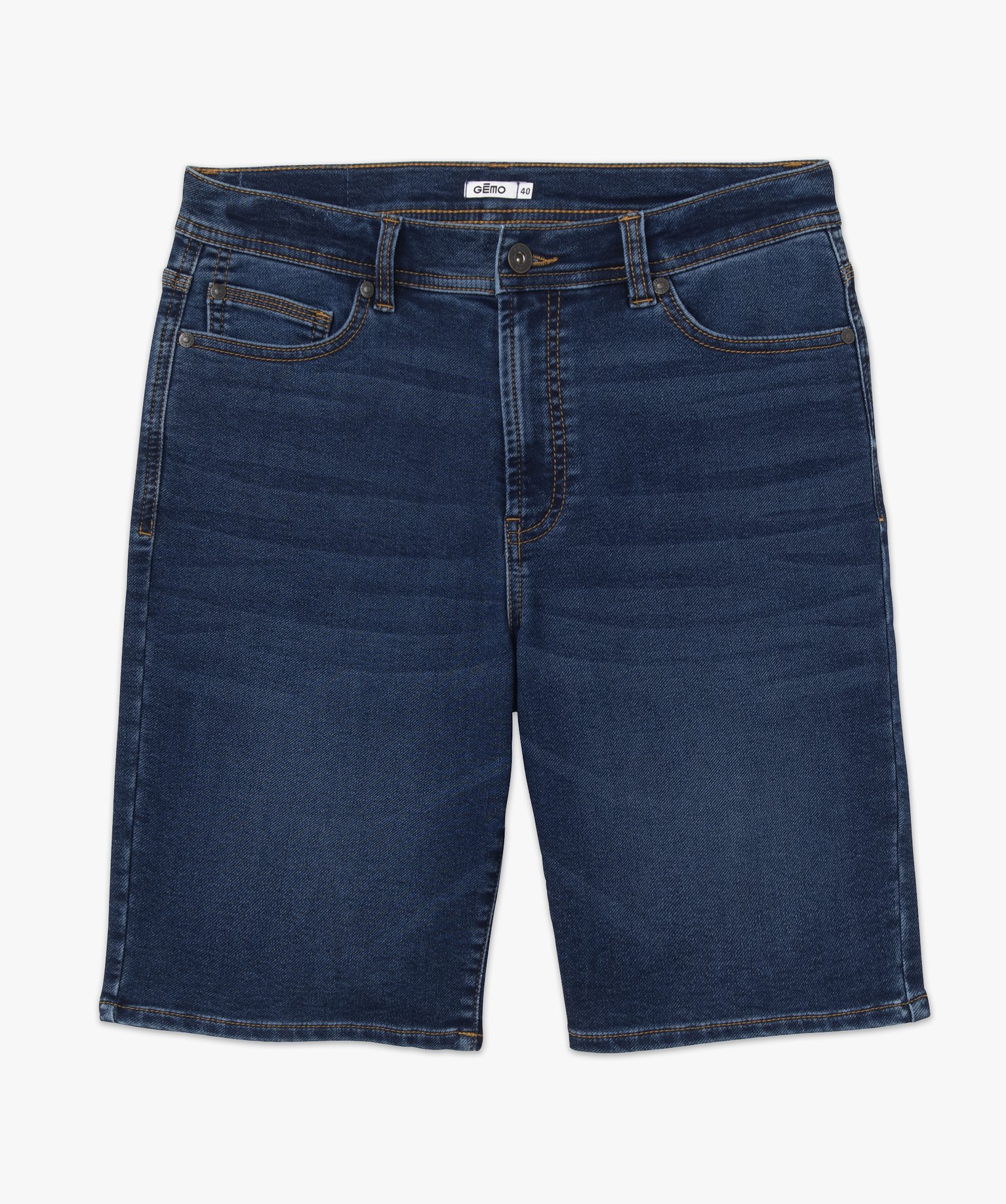 Bermuda en jean homme extensible coupe droite brut | GEMO