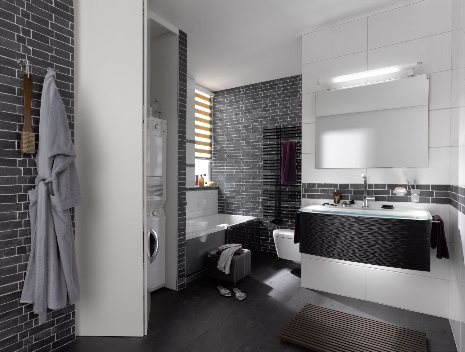 Mosani Mosaikfliesen Schiefer Mosaik Fliese Naturstein Brick anthrazit Black Jack Küche