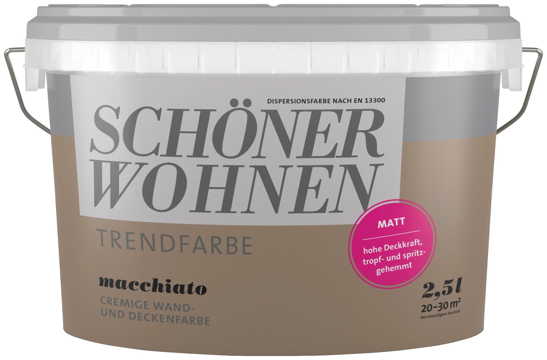 SCHÖNER WOHNEN FARBE Wand- und Deckenfarbe Trendfarbe, matt, Macchiato, hochdeckende Wandfarbe - für Allergiker geeignet