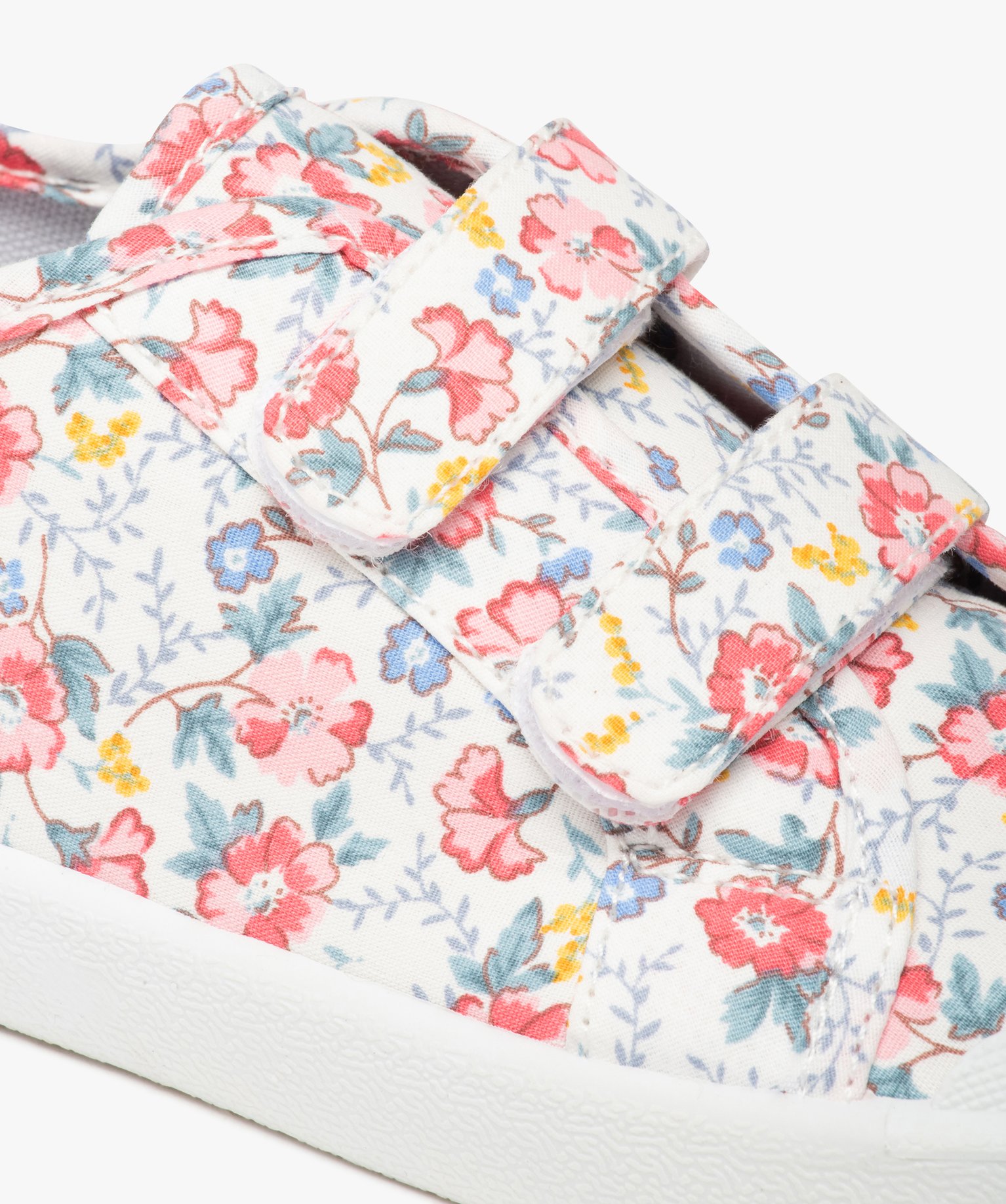 Baskets fille en toile imprimée fleurs fermeture scratch vert | GEMO