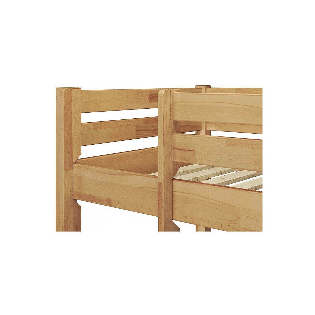 Etagenbett 90x200 Buche natur mit Rollrosten und Matratzen