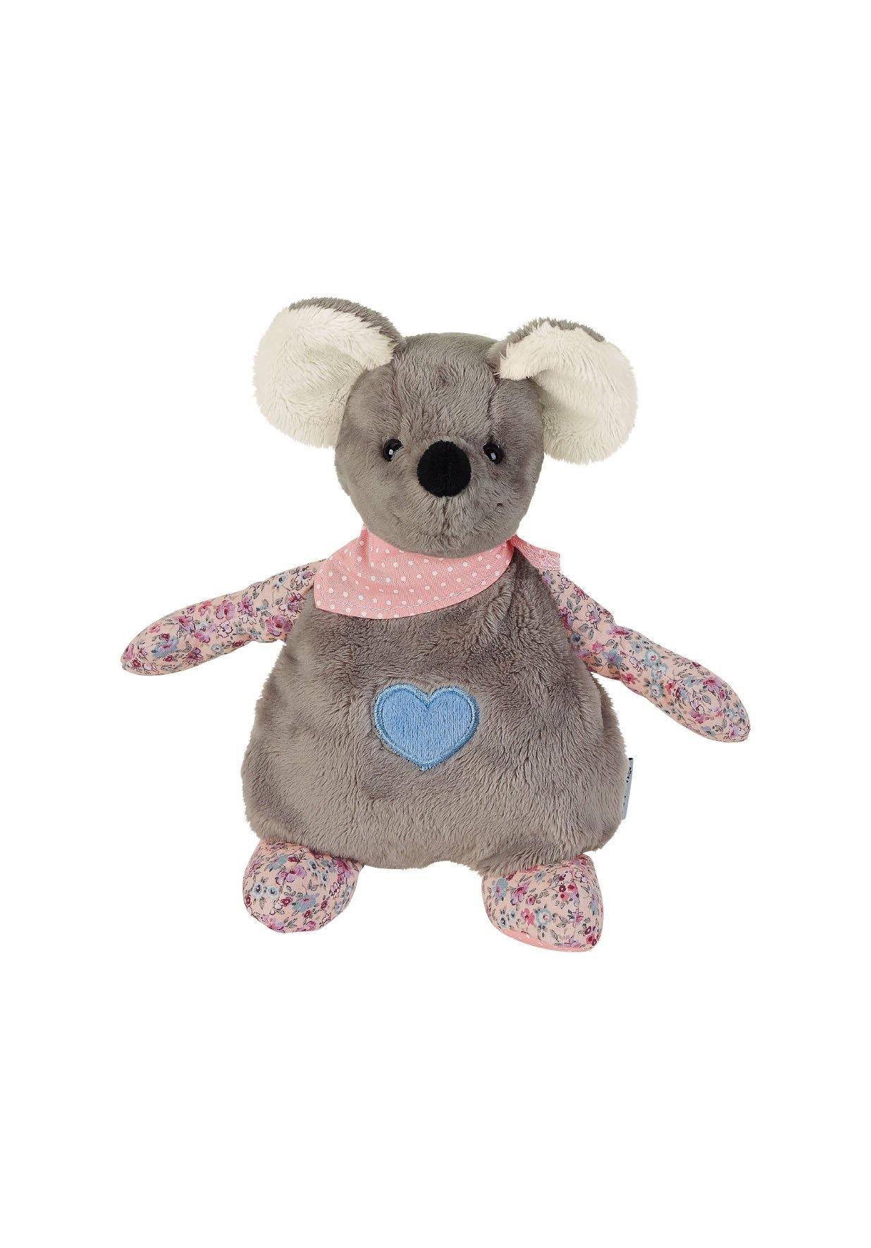Wärmekissen Maus Mabel in Grau und Rosa, 25 cm