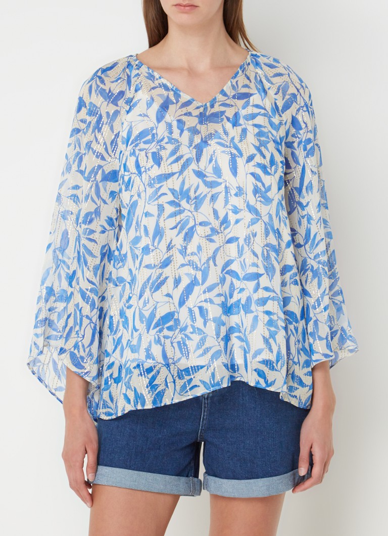 Phase Eight  Simi semi-transparante tuniek met lurex en bladprint