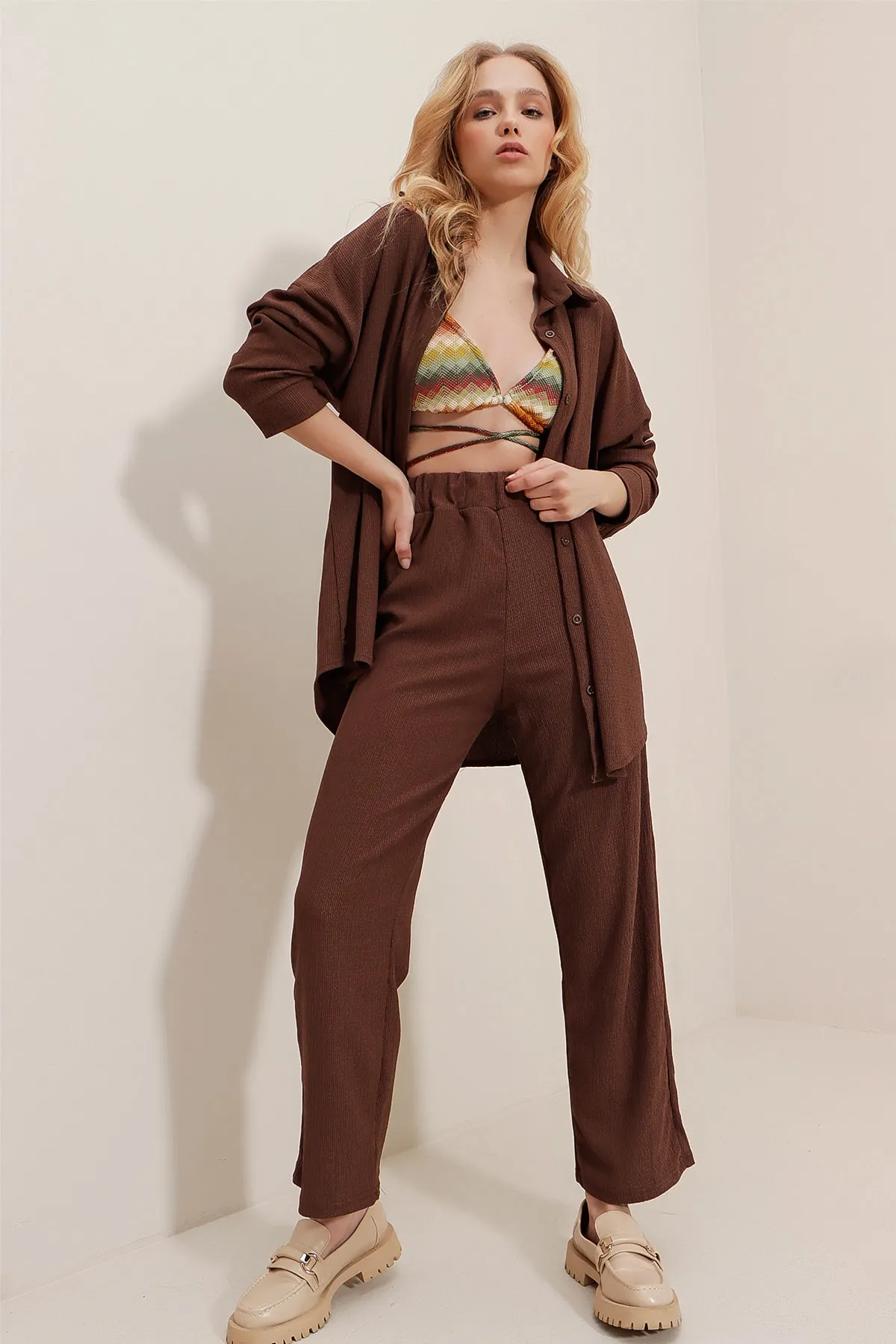Trend Alaçatı Stili  Hemd - Braun - Relaxed Fit
