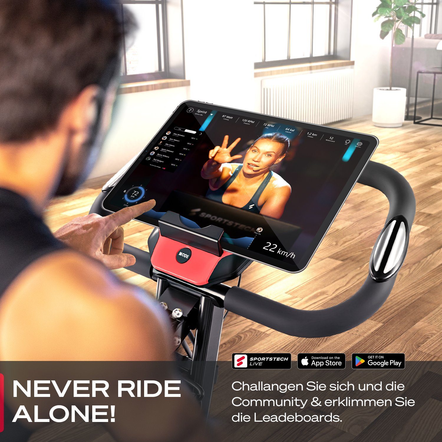 Sportstech Heimtrainer X150, Mit Komfortsitz & Handpulssensoren, Heimtrainer für Zuhause klappbar