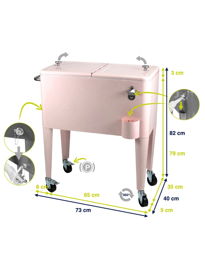 Beachtrekker Kailua Cooler - Kühlbox, Kühlwagen, Getränkekühler, Pink günstig kaufen onesize