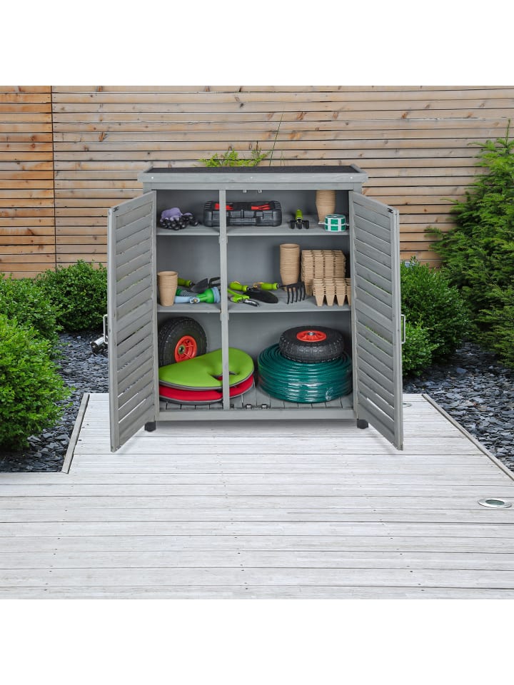 relaxdays Gartenschrank in Grau - (B)86,5 x (H)97 x (T)47 cm günstig kaufen onesize