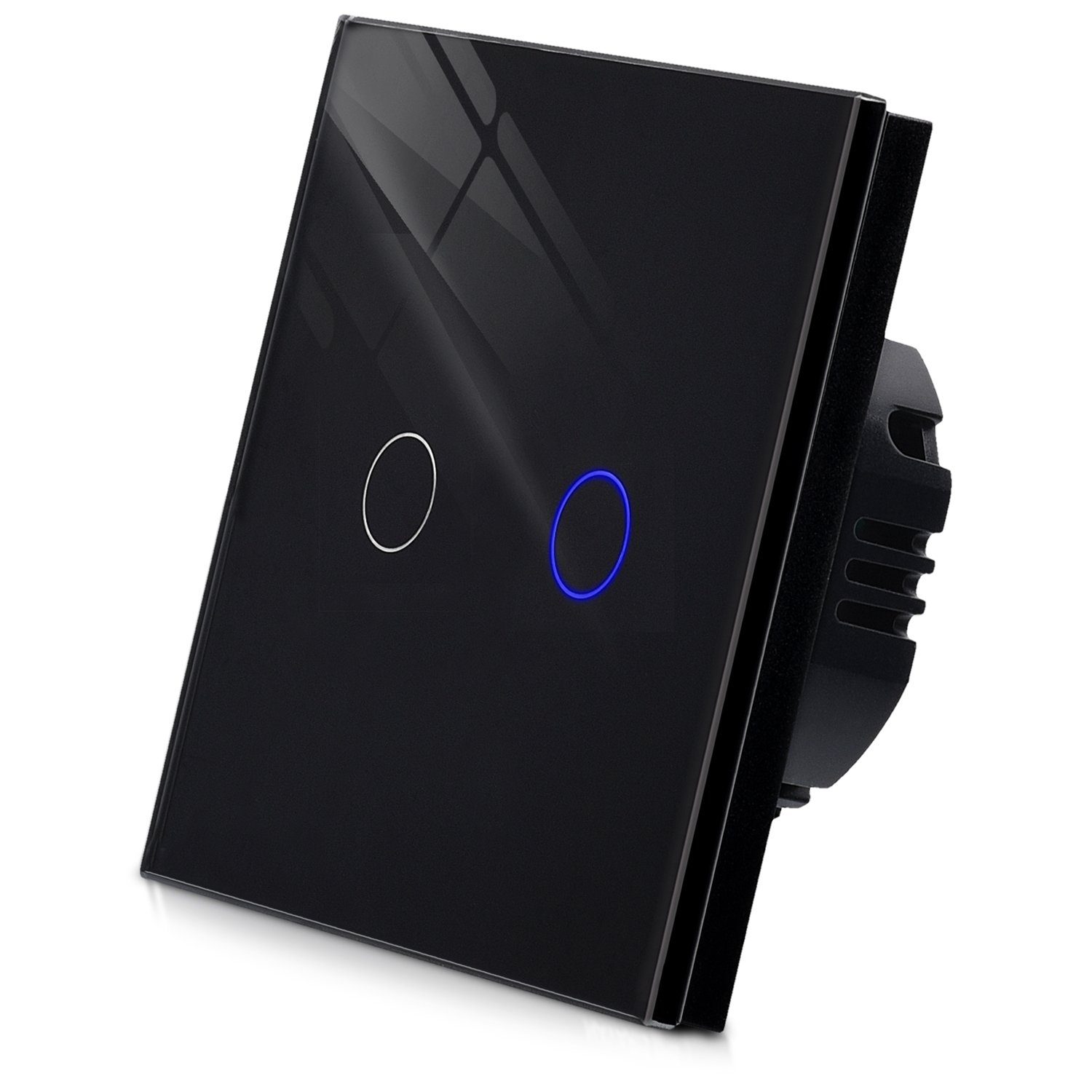 Navaris Lichtschalter 2-facher Touch-Wandschalter mit Glas-Panel und Status-LED