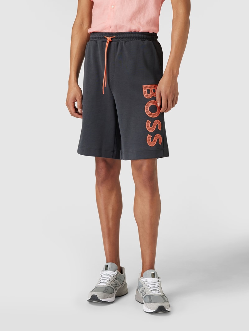 Sweatshorts mit Label-Print Modell 'Heos' in dunkelgrau