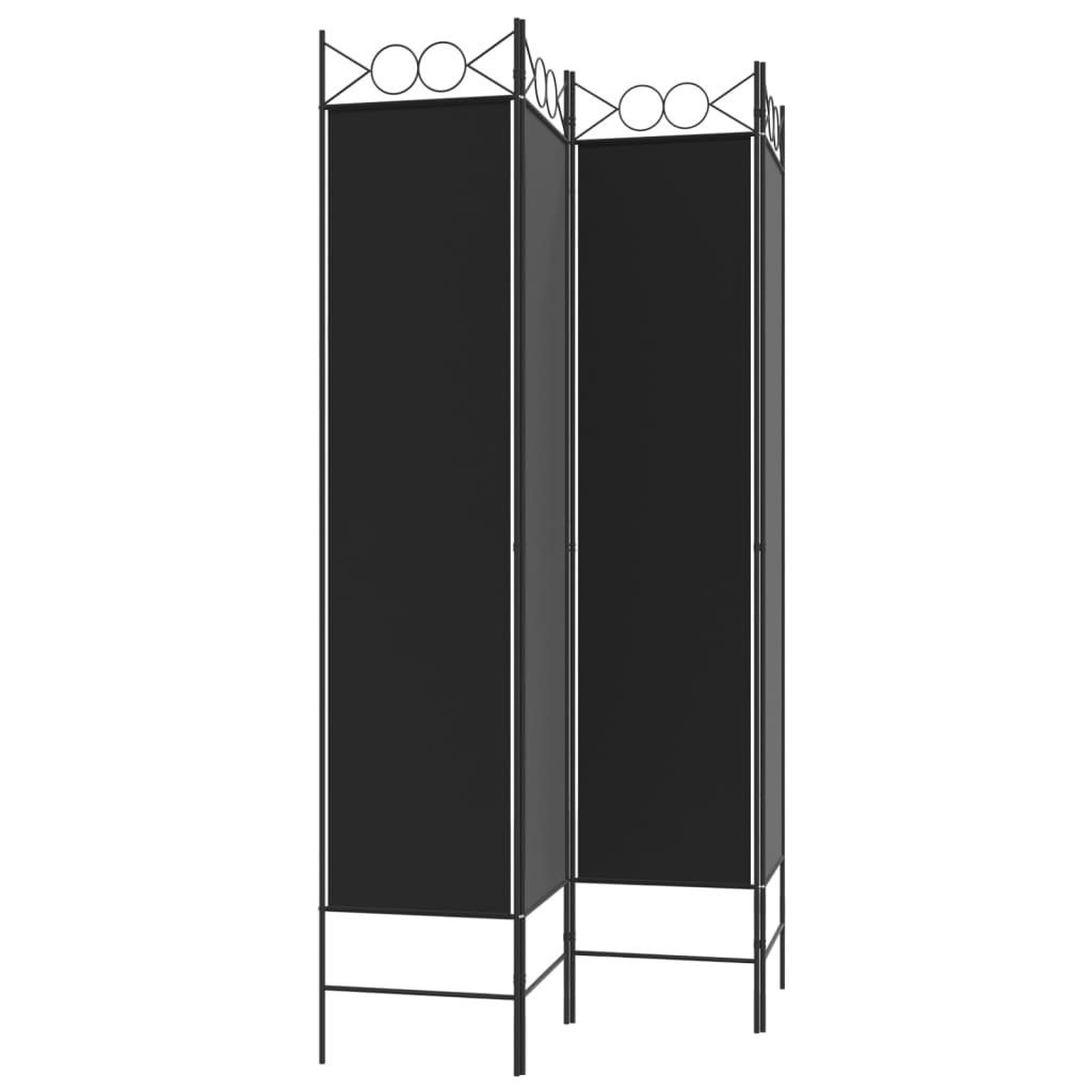 furnicato Raumteiler 4-tlg. Paravent Schwarz 160x200 cm Stoff