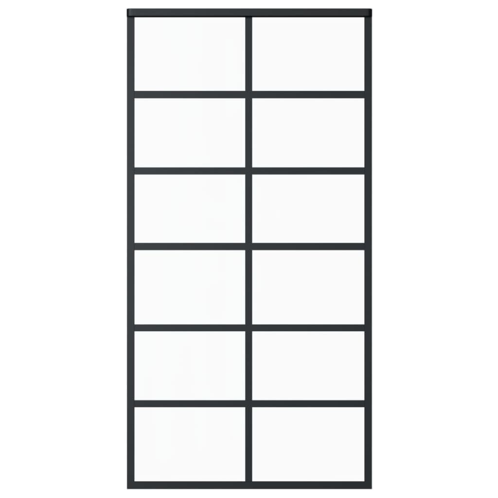 vidaXL Zimmertür Schiebetür ESG-Glas und Aluminium 102x205 cm Schwarz