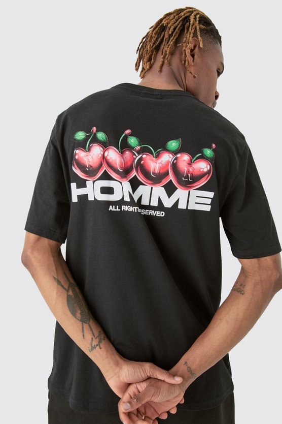 Tall T-Shirt & Shorts mit Homme Kirsch-Print