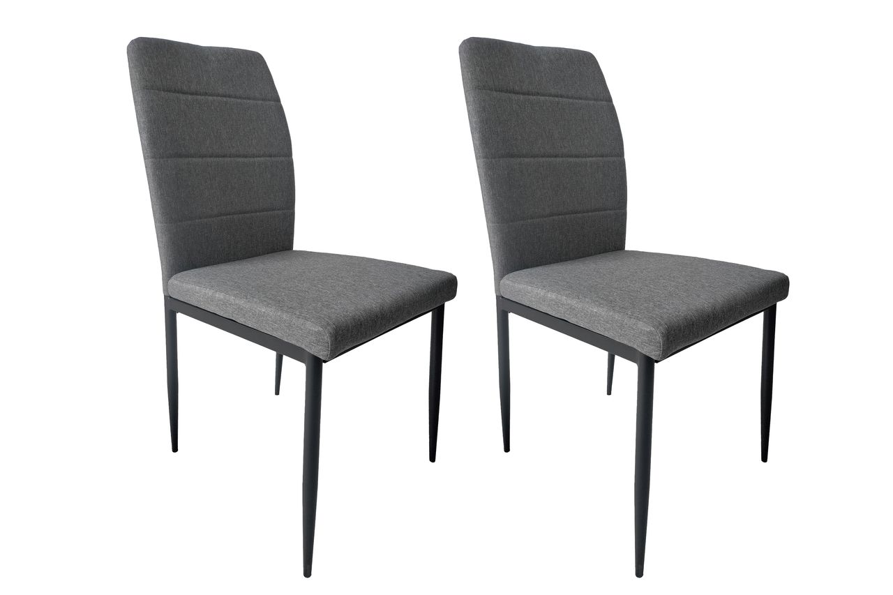byLiving LYRA Stuhl, 2er-Set, Metallgestell schwarz pulverbeschichtet, Webstoffbezug grau