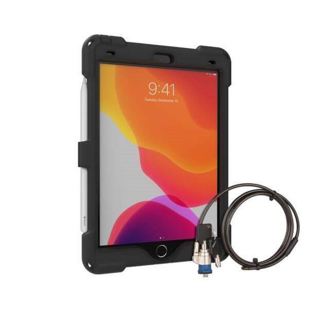 The Joy Factory Tablet-Hülle aXtionTMbold MPS für iPad 10.2, Schutzhülle schwarz Silikon Tablet Hülle drehbare Handschlaufe