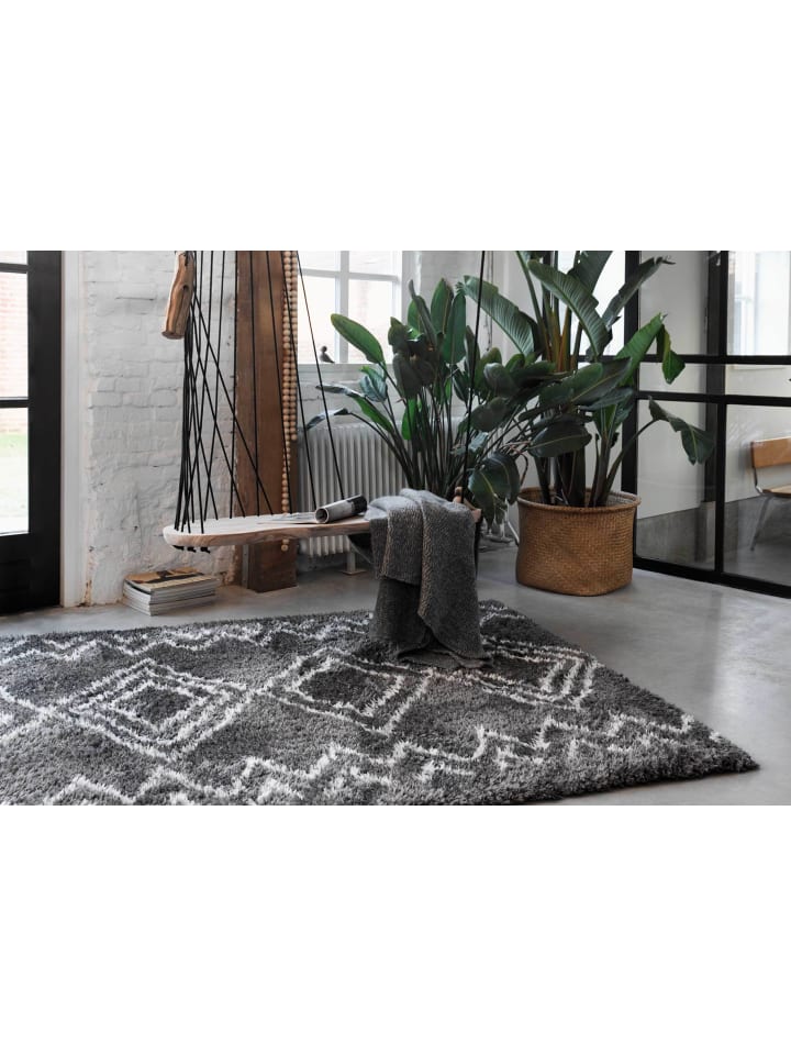 Wecon Home Hochflorteppich Yagour in grau/weiß günstig kaufen