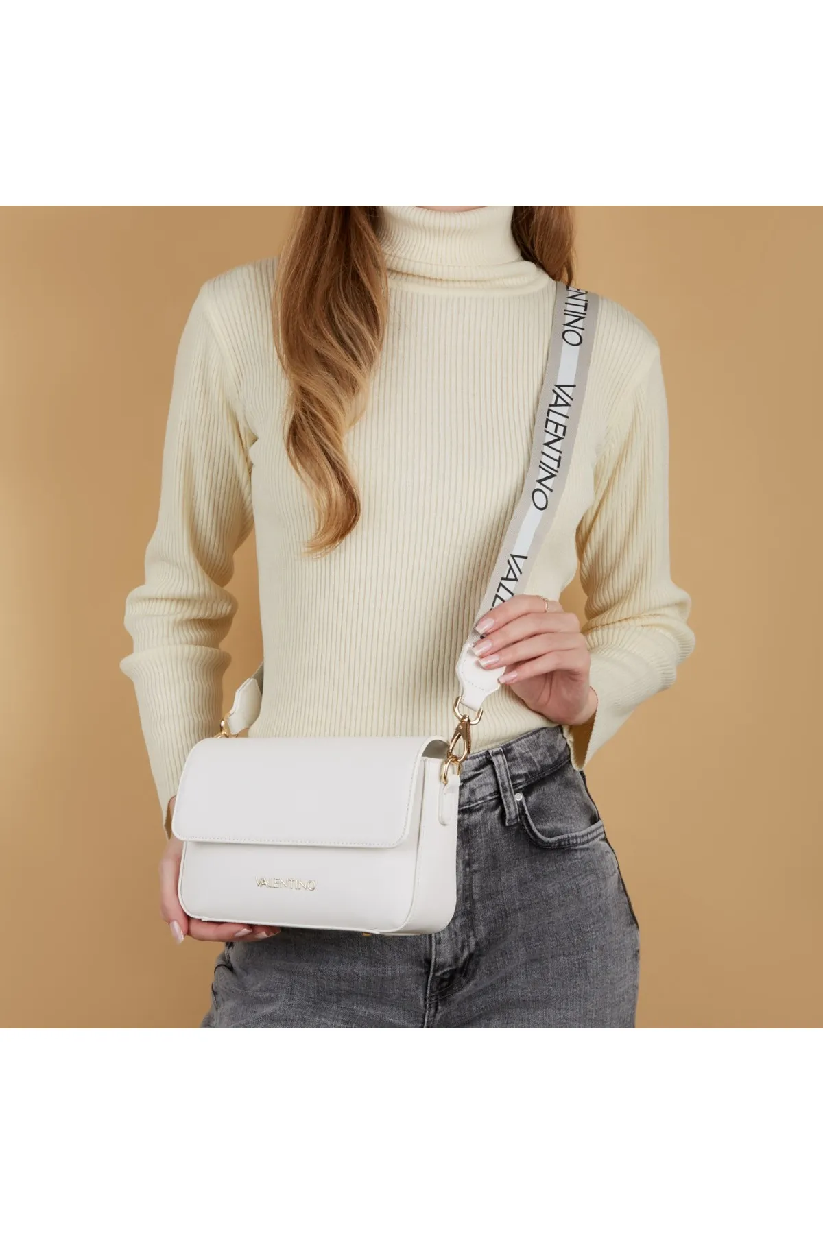 1'ASLAN  Valentino Bags Zero Damen Umhängetasche Weiß Vbs7b303bianco
