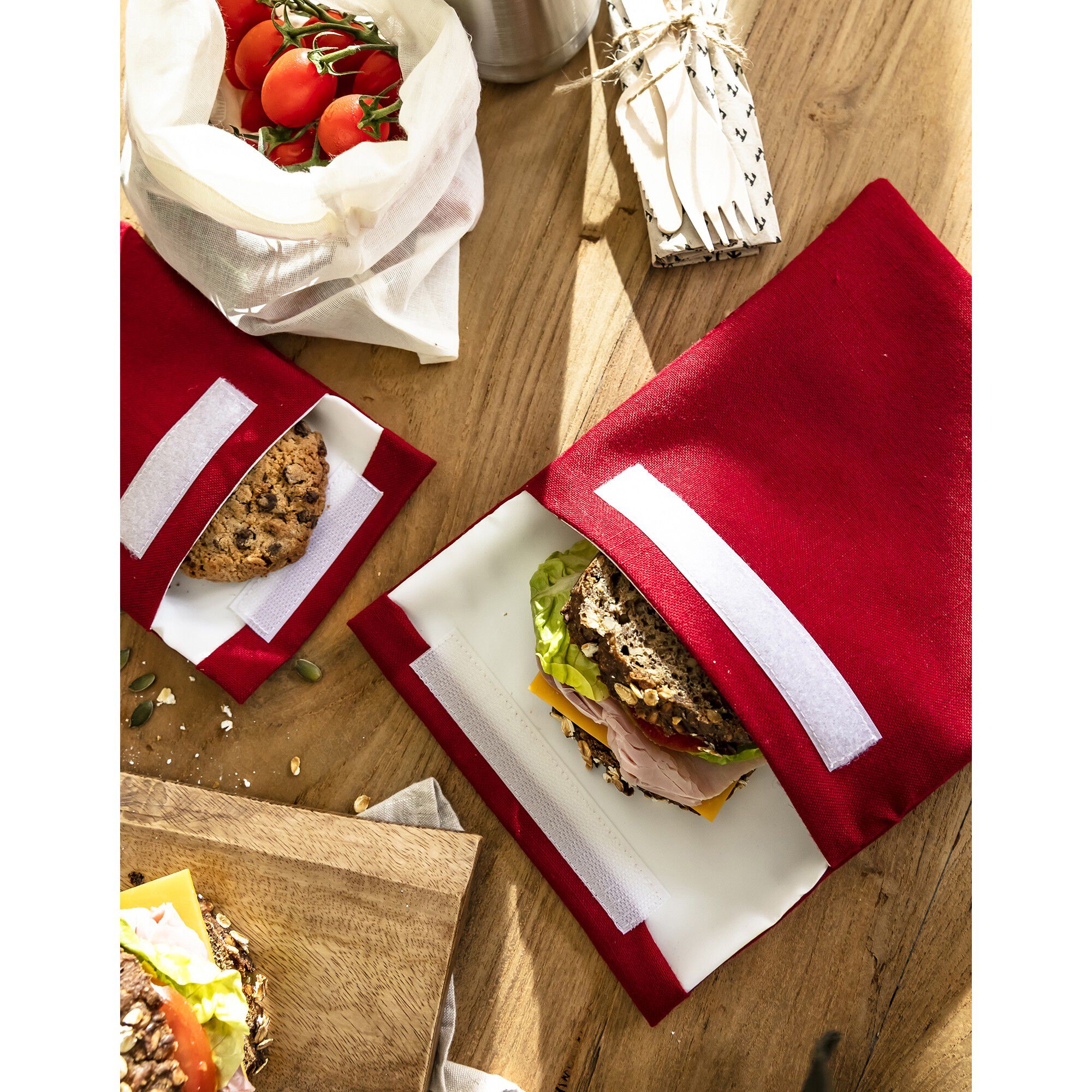 Pochettes alimentaires en tissu pour club sandwich et encas