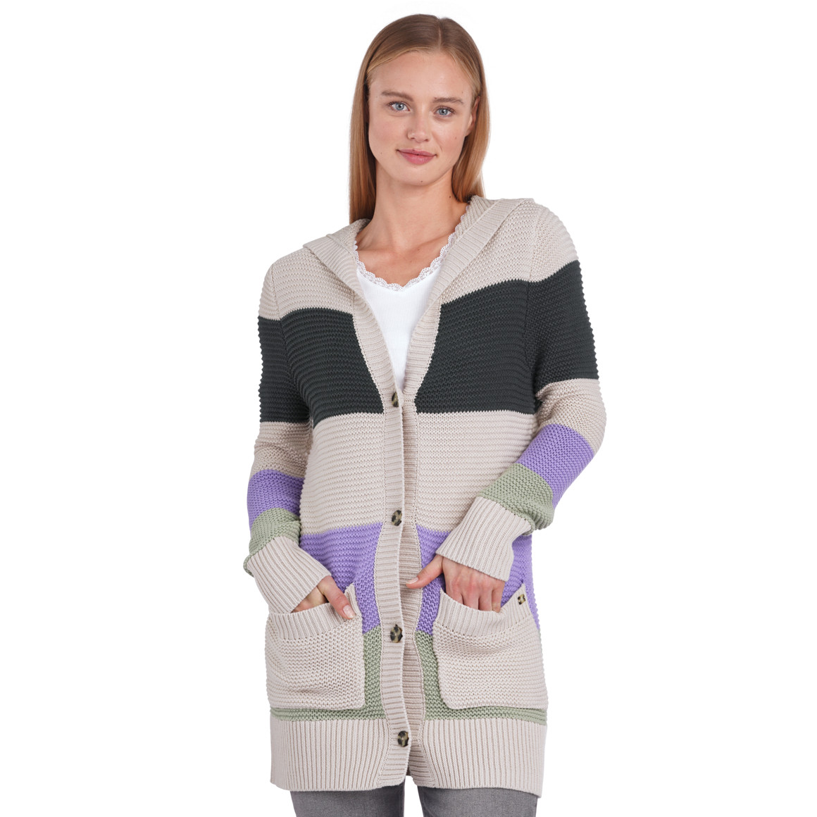 Damen Strickjacke mit Blockstreifen