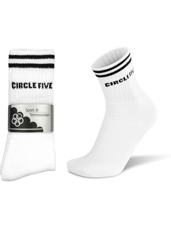 Circle Five 8 Paar Tennissocken in Weiß/Schwarz günstig kaufen