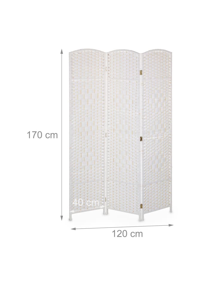 relaxdays Paravent in Weiß - (B)120 x (H)170 cm günstig kaufen onesize