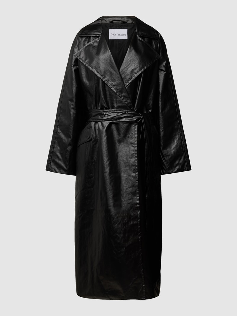 Trenchcoat mit Bindegürtel Modell 'GLOSSY' in black
