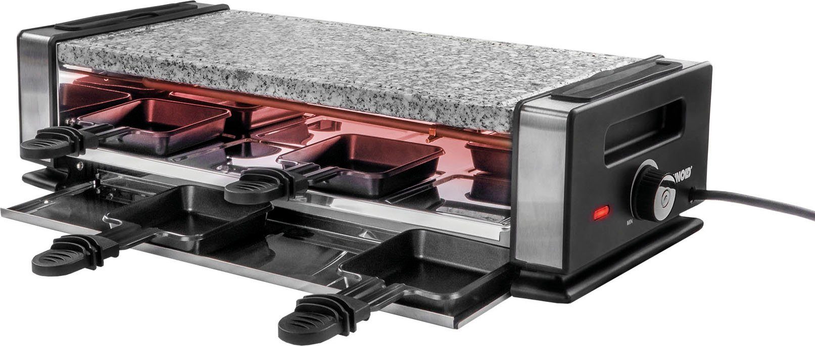 Unold Raclette Delice Basic 48760, 8 Raclettepfännchen, 1200 W