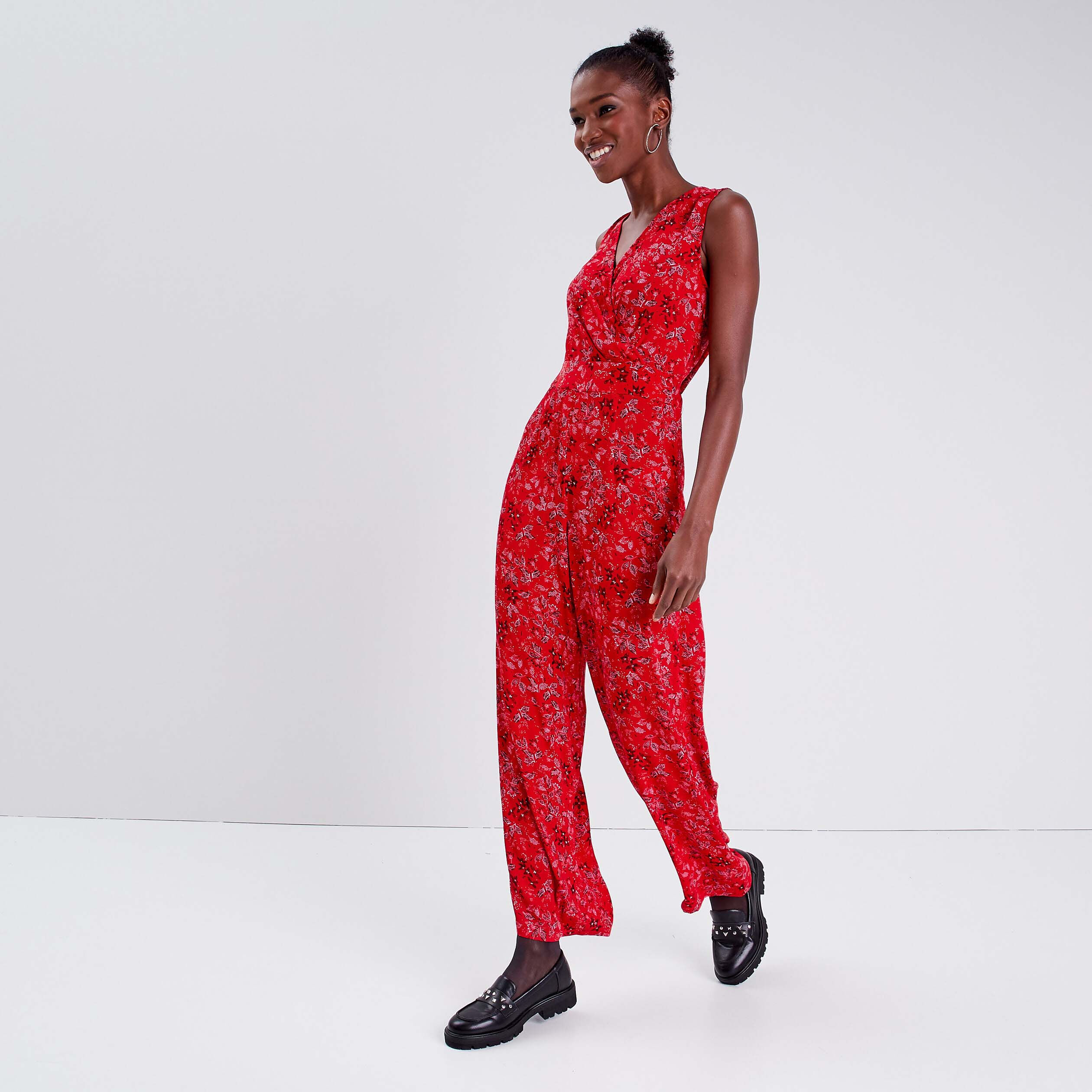 Combinaison pantalon large rouge femme | Cache Cache