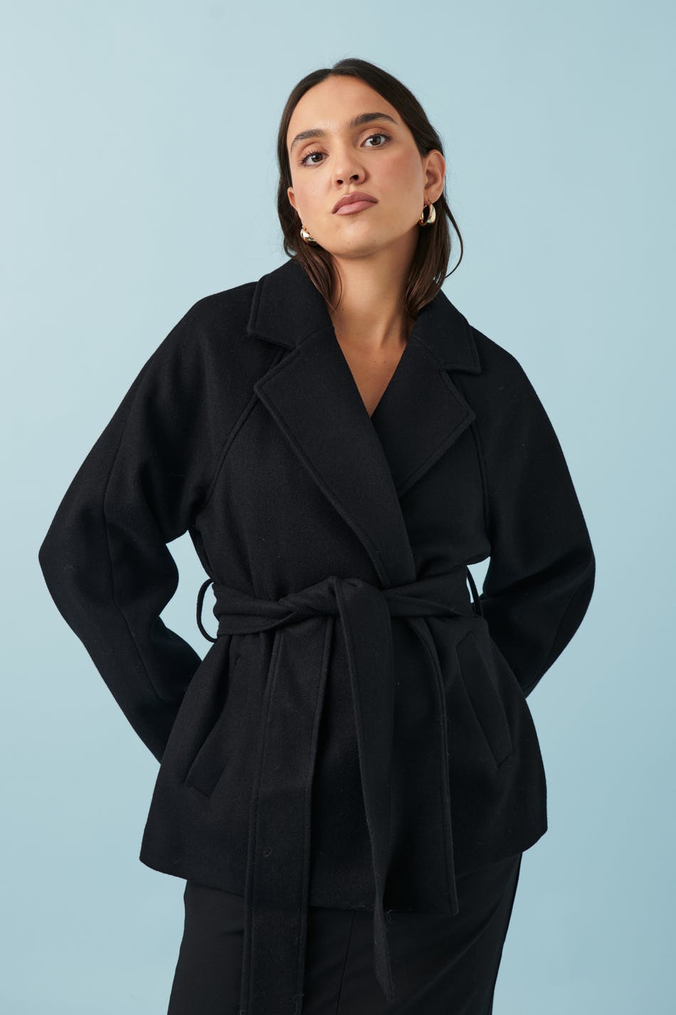 Belted short coat