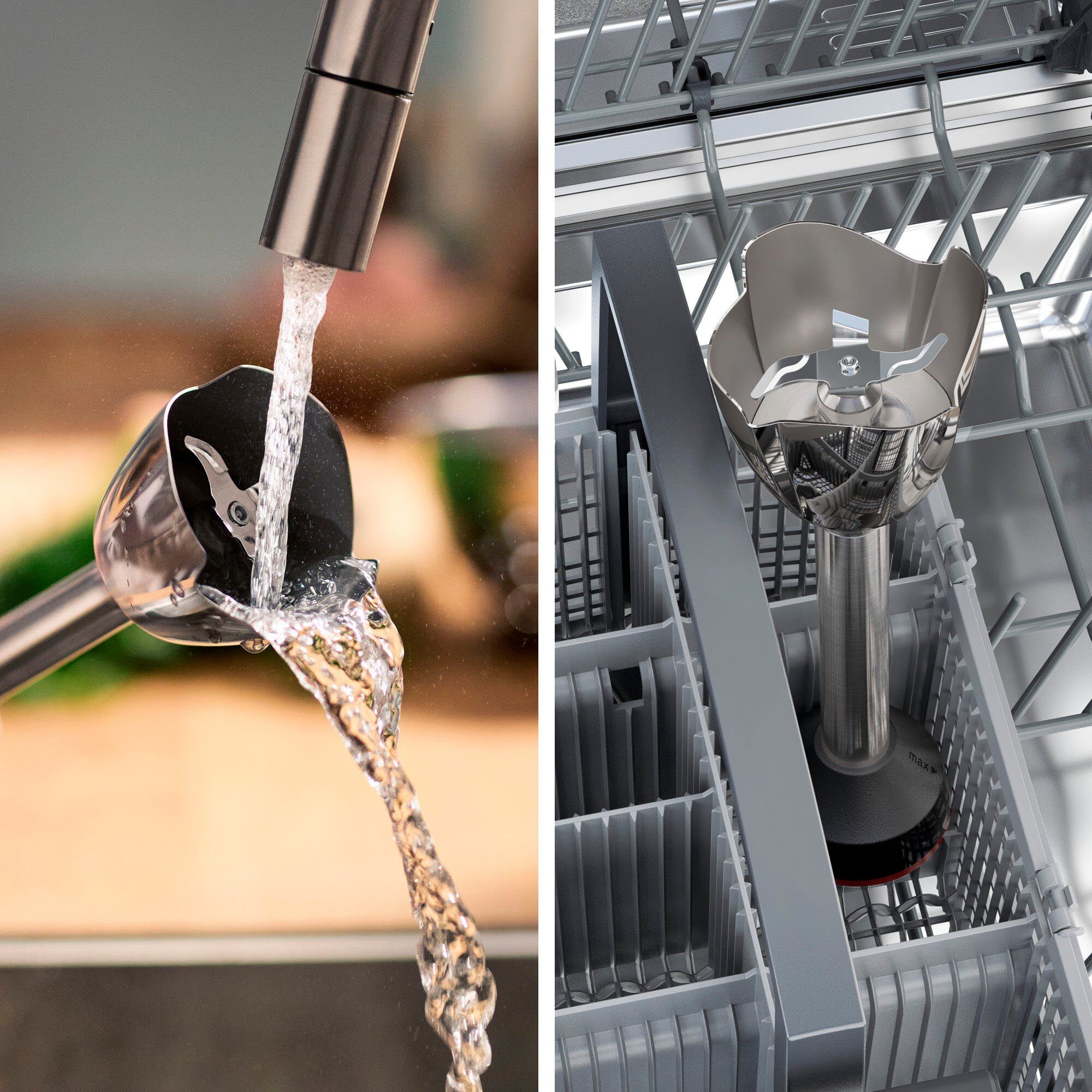BOSCH Stabmixer ErgoMaster Serie 6 MSM6M610, 1000 W, Edelstahl-Mixstab, Mix-/Messbecher Edelstahl/schwarz