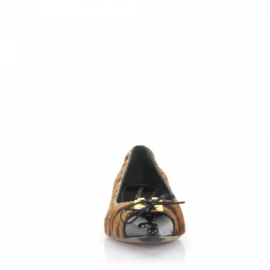 Sergio Rossi - Ballerinas Ponyhaar Tiger Print Lackleder schwarz - bunt