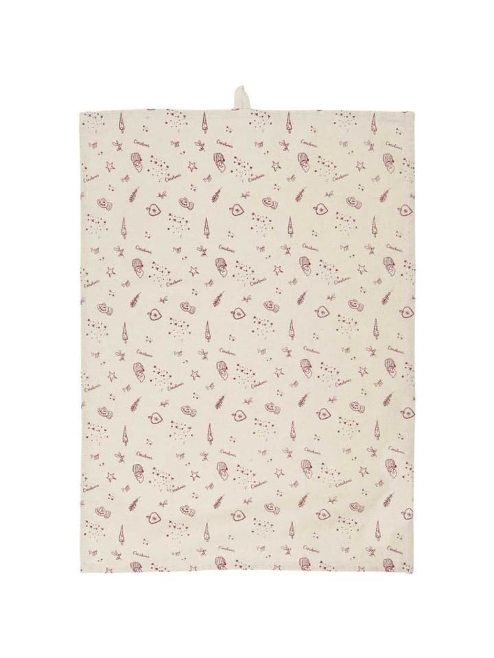 IB Laursen Geschirrtuch MERLE Natur mit Roten Weihnachtsmotiven günstig kaufen onesize