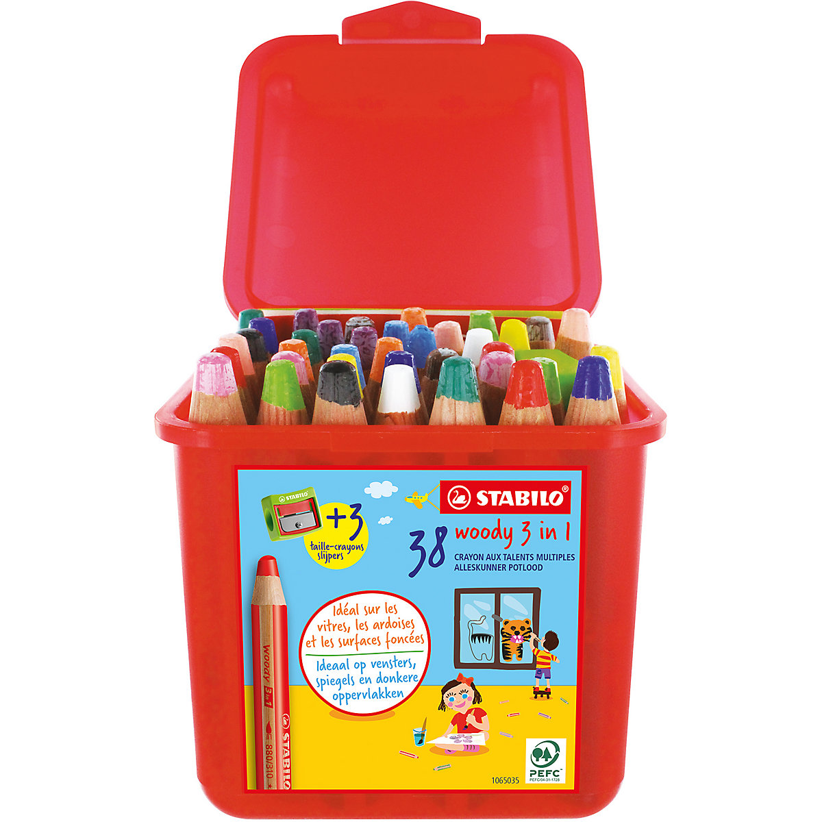 Buntstifte woody 3 in 1 Big-Pack, 38 Stifte & 3 Spitzer